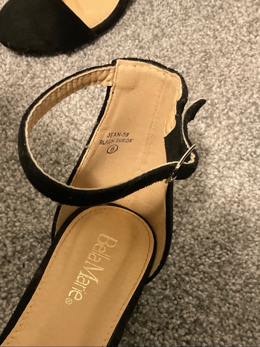 Bella Marie Black Open-Toe Ankle-Strap Block Heels - Picture 2 of 3